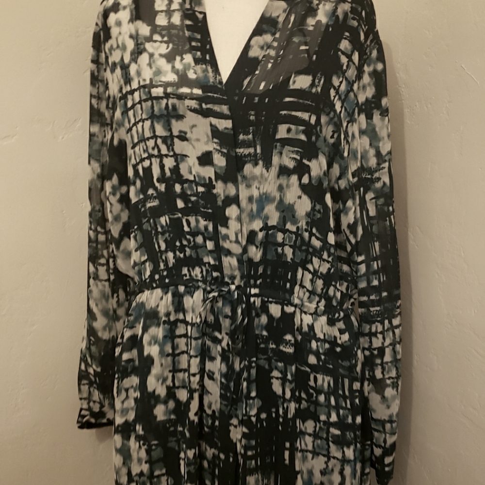 Banana Republic assymettical blue  blossomss dress, XL, blue tones